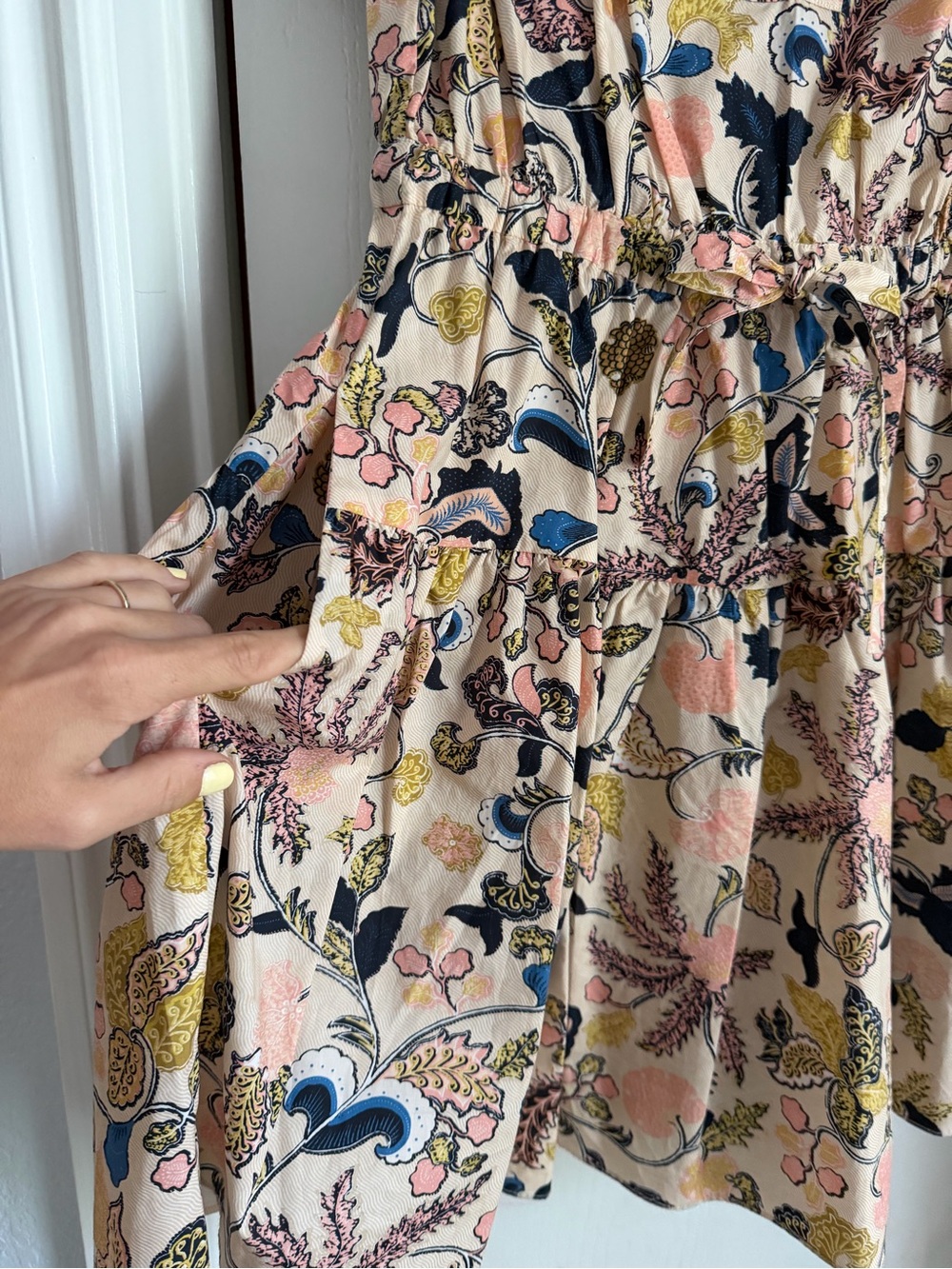 NWT Size 4 Ulla Johnson Pink Paisley Mini Dress with Navy & Mustard Accents - Picture 4 of 8
